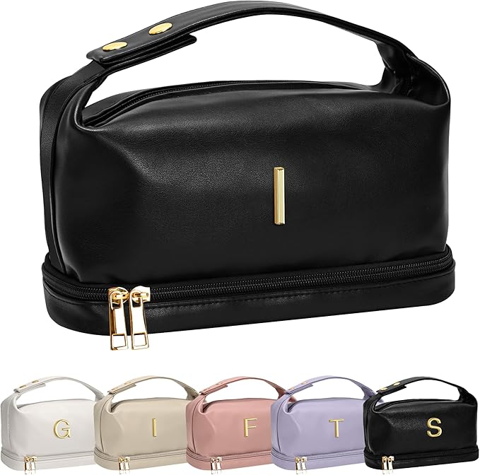 Vogewood Birthday Gifts for Women, Personalized Makeup Bags with Handle