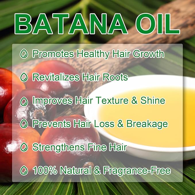 Batana Oil for Hair Growth - 100% Pure & Natural Batana Oil from Honduras, Eliminate Hair Split Ends,Enhances Hair & Skin Radiance Nourishment, All Hair Types 4.04 fl oz