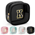YOOLIFE Mini Clear Makeup Bag Initial Make Up Bag Waterproof Travel Toiletry Bag, Clear Makeup Bag Travel Essentials Gifts for Women Teen Girlfriend Teacher Mom Cute Pouch for Medications Black K