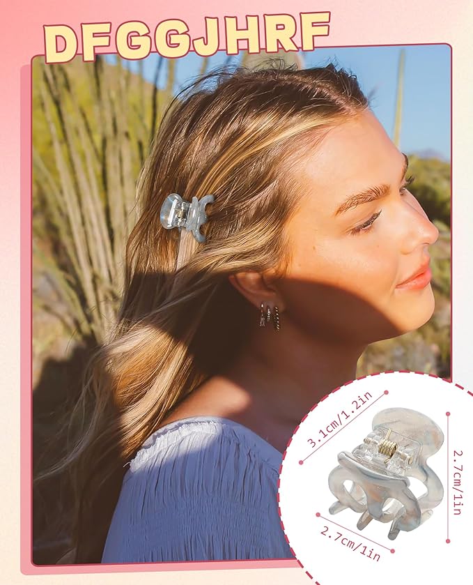CHLINS 12 Pcs Small Hair Clips for Women, Cute Acrylic Mini Claw Clips Accessories for Thin Fine Hair, Non-Slip Little Jaw Clamps for Half Updo Styling & Bangs