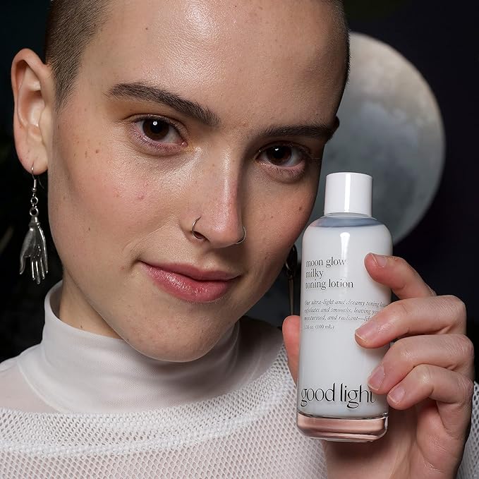 Good Light Moon Glow Milky Toner. Dreamy, Ultra-Light Facial Toner That Both Hydrates and Sheds Dead Skin Cells. Made with Niacinamide, Ceramides and AHAs. Sensitive Skin Safe (3.38 fl oz)