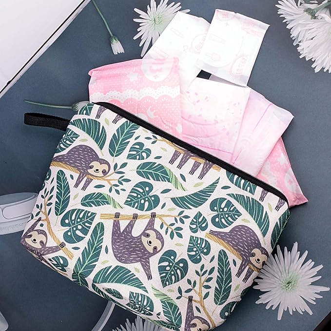 Pebarmnt Cute Animal Lovers Gifts Tropical Sloth Cosmetic Bag Makeup Pouch with Zipper (sloth)
