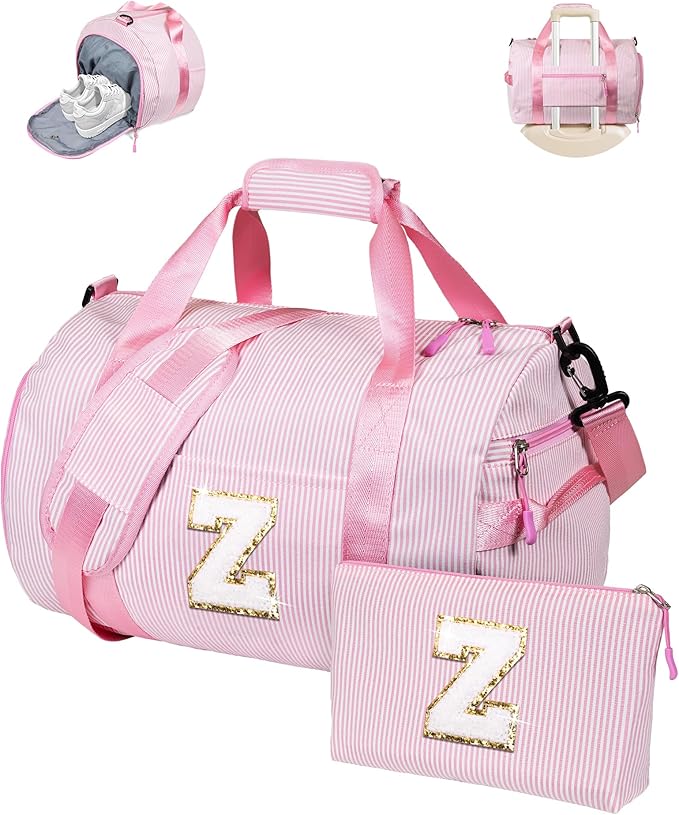 Vogewood Birthday Gift for Girl, Girls Travel Duffle Bag, Kids Initial Bag