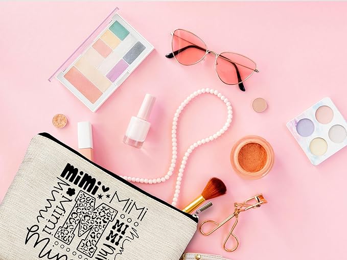 QGFM Mimi Makeup Cosmetic Bag - Mothers Day Gift for Grandma, Best Mimi Ever, Small Makeup Bag for Purse, Grandchildren Gift