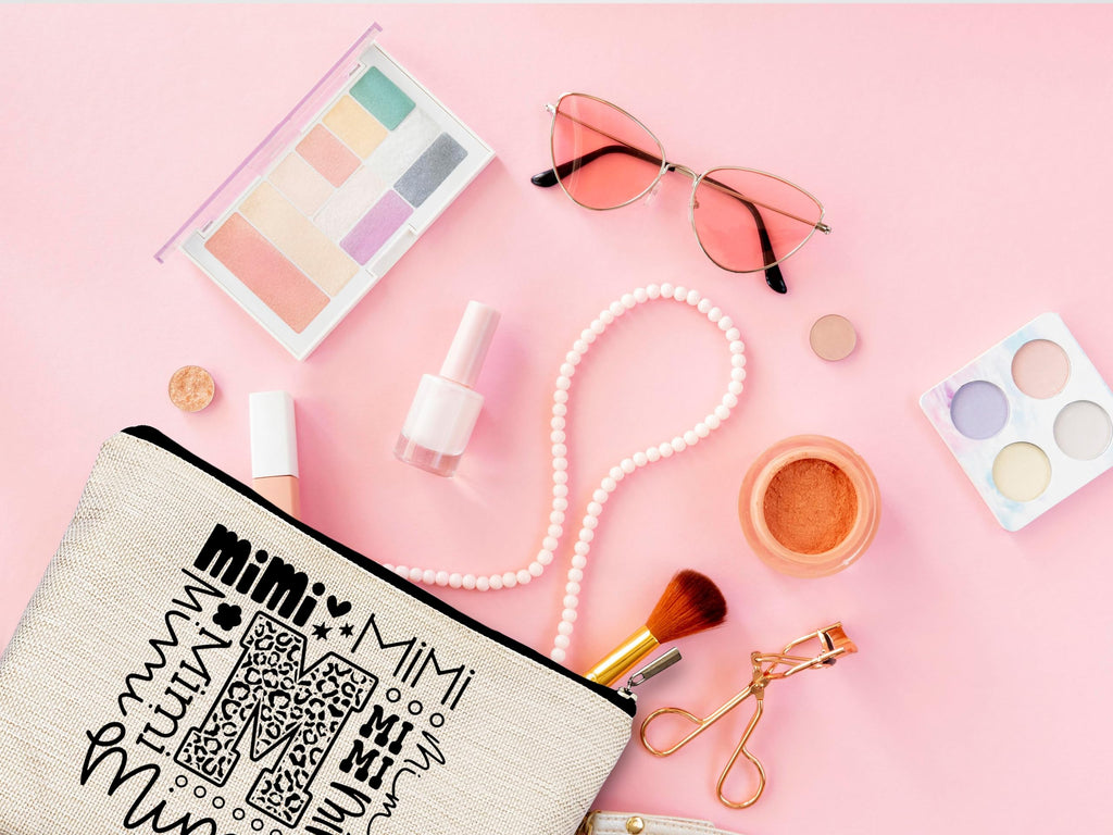 QGFM Mimi Makeup Cosmetic Bag - Mothers Day Gift for Grandma, Best Mimi Ever, Small Makeup Bag for Purse, Grandchildren Gift