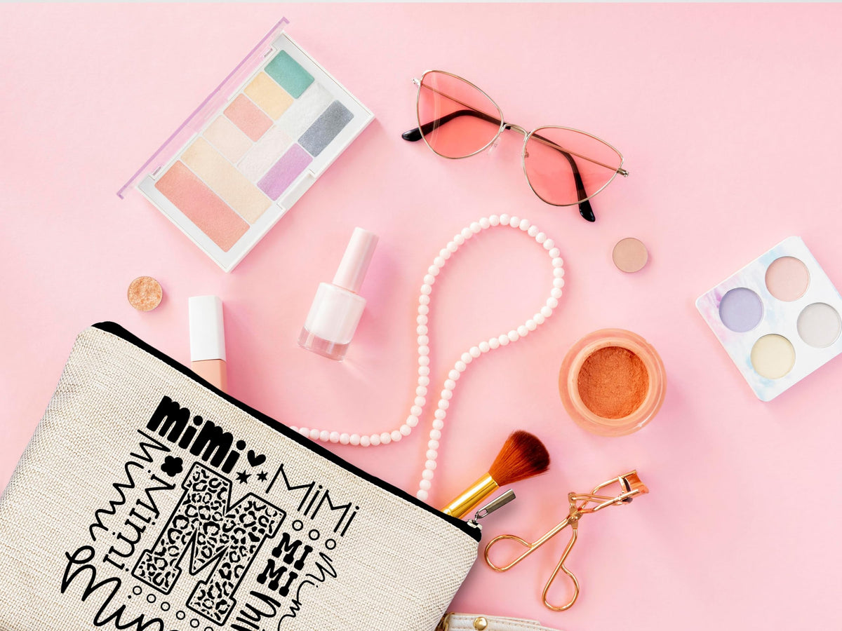 QGFM Mimi Makeup Cosmetic Bag - Mothers Day Gift for Grandma, Best Mimi Ever, Small Makeup Bag for Purse, Grandchildren Gift