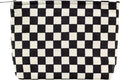 Flat Makeup Bag for Women,Zipper Cosmetic Pouch for Purse,Checkered Black