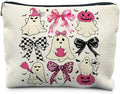 RYYCDOI Coquette Bow Ghost Cosmetic Bags: Cute Halloween Gifts for Women, Horror & Spooky Makeup Bags