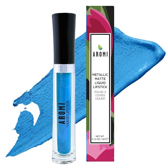 Aromi Snow Queen Metallic Liquid Lipstick, Bright Blue Shade