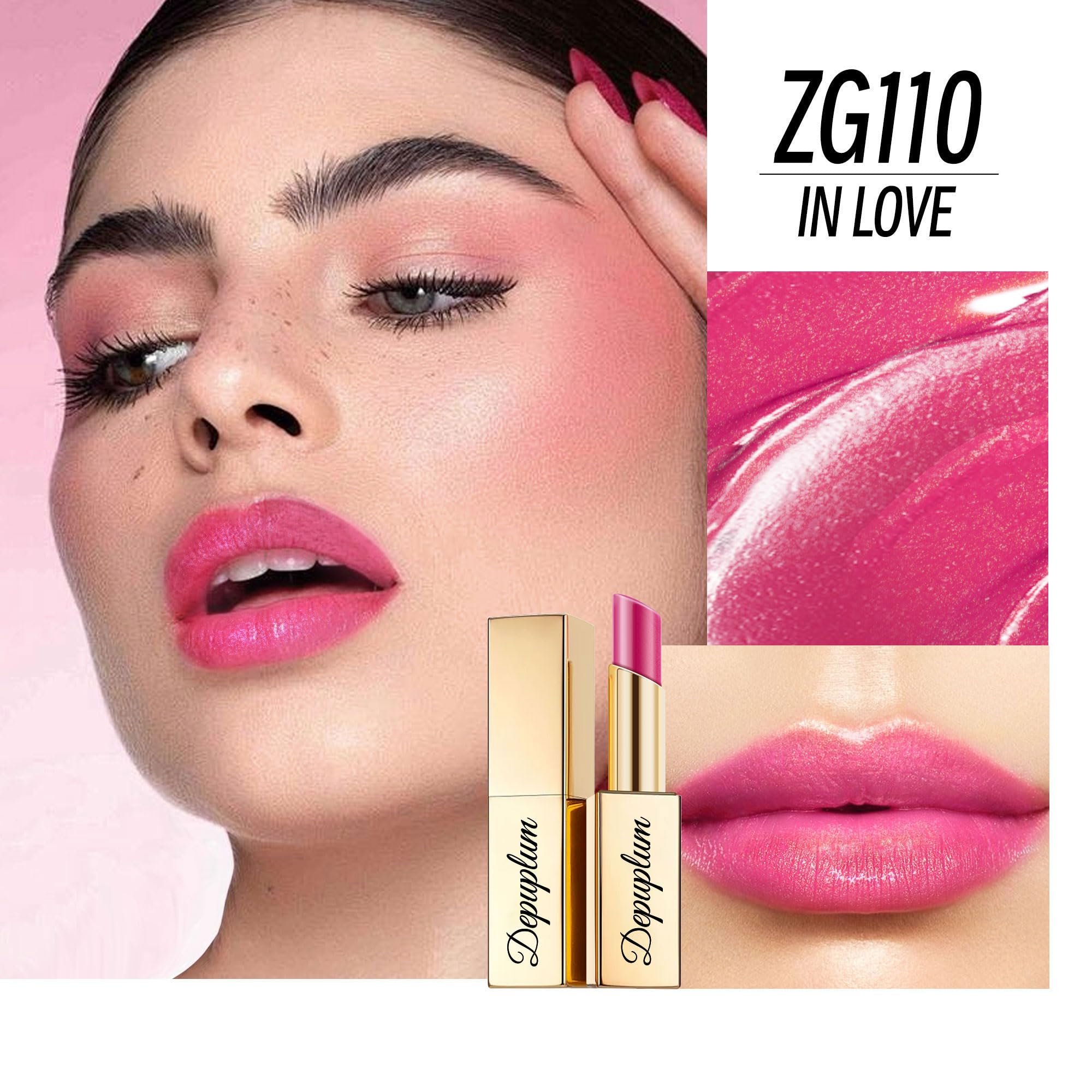 Depuplum Hot Pink Brown Nude Lipstick Set for Women Shimmer Tinted Lip Balm Hydrating Moisturizing Lipstick Cruelty Free Lip Makeup, DM110/117/118