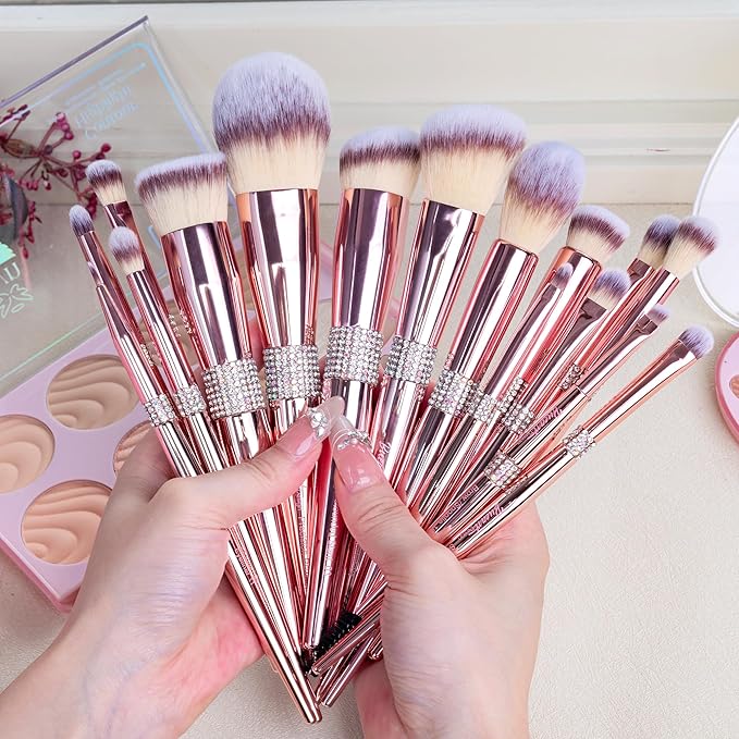 Bueart Design 16Pcs Professional Makeup Brushes Set with Elegant Holder