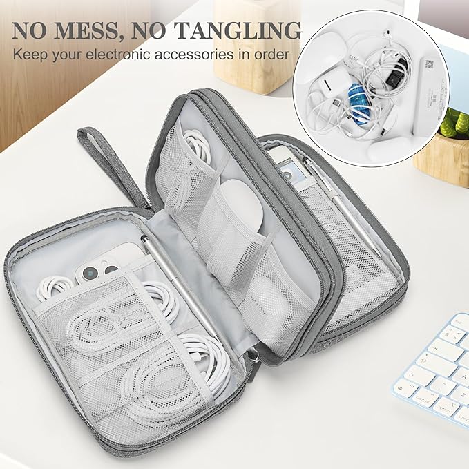 FYY Electronic Organizer, Travel Tech Pouch Bag, Large, Dark Grey