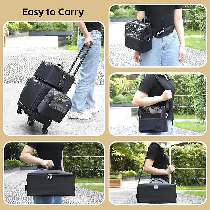 TANTO Rolling Makeup Train Case, 4 in 1 Cosmetology Case on Wheels