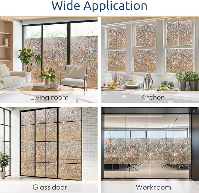 rabbitgoo Rainbow Window Privacy Film, Stained Cling, Brown, 17.5" x 78.7"