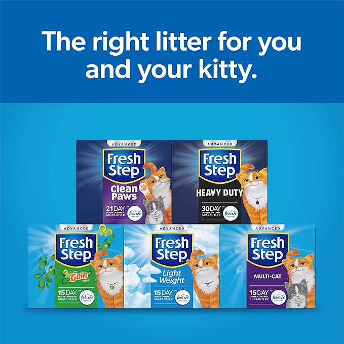 Fresh Step Advanced Extreme Clump Multi Cat Clumping Litter with Febreze Freshness, Mountain Spring Scent, Ammonia Block Technology, Low Dust, Low Tracking, 18.5 lb. Box, Pack of 2