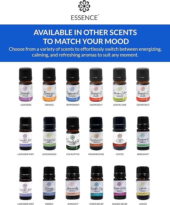 Essence Pearl Travel Case | Peppermint Essential Oil | Aromatherapy Nasal Diffuser & Essential Oil Carrying Case | Invigorating Peppermint Scent | Travel-Friendly Kit | Black Pod