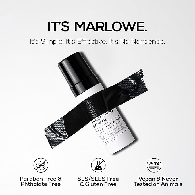 MARLOWE. Gentle Foaming Facial Cleanser, Exfoliating Men's Face Wash, 4.5oz