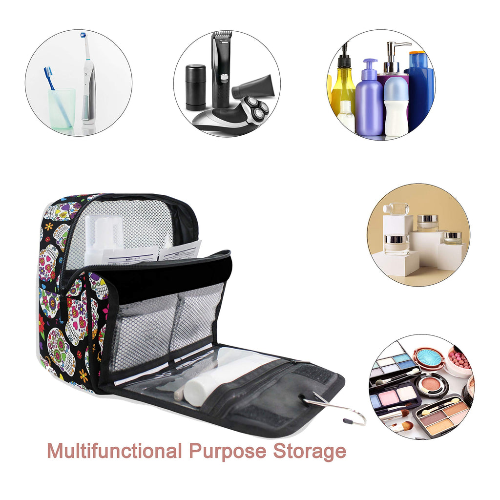 Hanging Travel Toiletry Bag Kit Makeup Case Cosmetics Organizer for Men Women (Sugar Skull)…