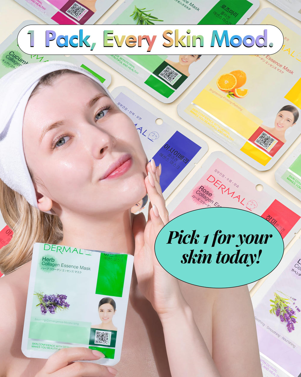 DERMAL 32 Combo Pack Made in Korea Facial Mask – 20+ Years of K-Beauty Experience, Premium Quality Korean Sheet Masks for Daily Skincare Routine