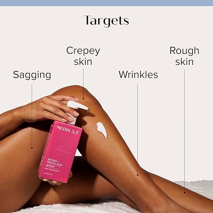 MEDIX 5.5 Exfoliating AHA Glycolic Acid Face & Body Wash Cleanser + Retinol Moisturizing Body Cream Lotion Skin Care 2PC Set | Alpha Hydroxy Acid & Lactic Acid Foaming Face Wash, 2-PC
