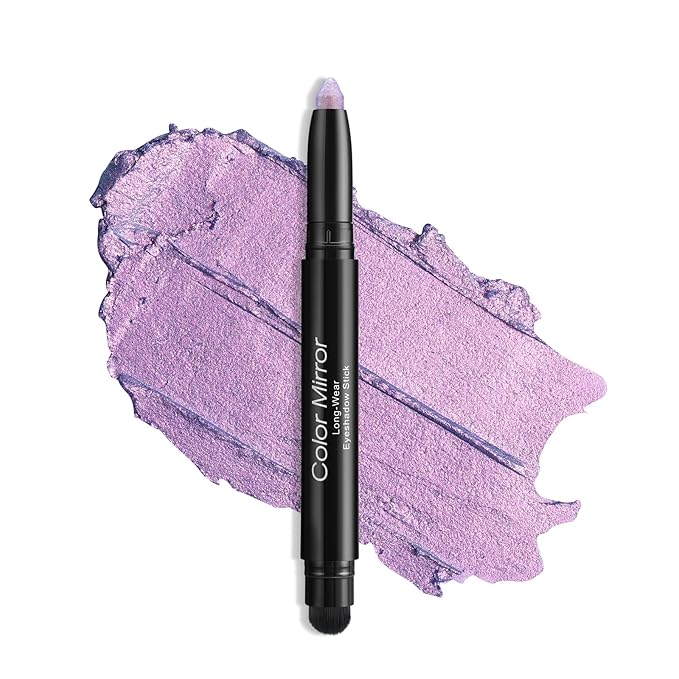 Color Mirror Longwear Cream Eye Shadow Sticks(48 Violet Metallic), Smudge-Proof, Waterproof Eyeshadow,Silky Formula Glitter With Makeup Brush,Light Purple Eyeshadow Stick