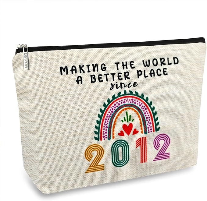 14 Year Old Girl Gift Ideas, 14th Birthday Gifts for Teenage Girls, Funny 2012 Birthday Decorations Makeup Bags for Her, Sister, Daughter, Niece, Cute Cosmetic Travel Pouch for Teen Girls Trendy Stuff