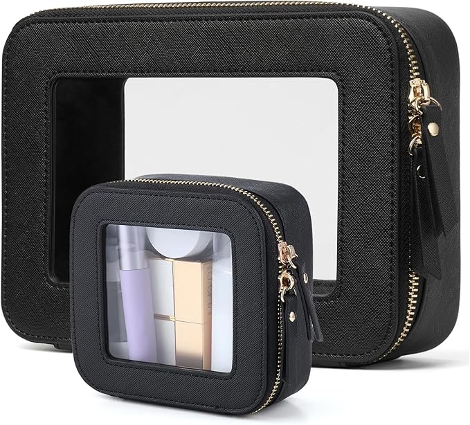 FASAOH Clear Makeup Bag with Mini Cosmetic Bags,Travel Toiletry Bag for Women,Portable Cosmetic Bag Case, Transparent Waterproof Cosmetic Organizer Storage Bag for Women Men