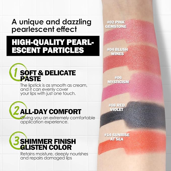 Anglicolor Glitter Black Lipstick,Diamond High Shine Finish,Moisturizing Creamy Formula Smooth and Non-Sticky,Sparkle Lipstick For Women,For Bar Nights Party,Music Festivals (08 MYSTICISM, 4g)