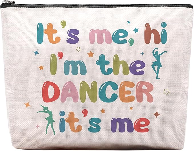 CEASQVAA Dance Dancer Gifts Makeup Bag, Birthday Gifts for Dancers, Dance Bag Stuff for Women, It's Me Hi I'm The Dancer Cosmetic Bag, Dancing Teammate Gift for Women