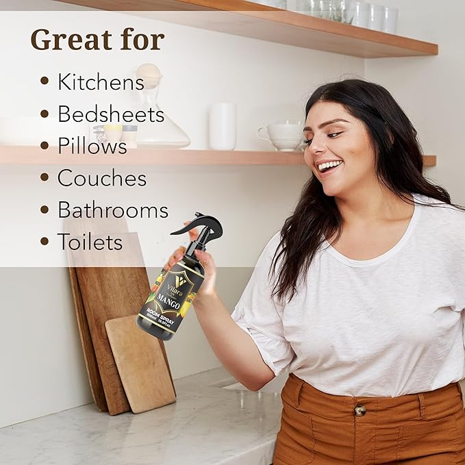Vilara US Room Spray Freshener – Long-Lasting Luxury Perfume Scent, Linen & Fabric Spray for Bedding, Furniture, Home & Bedroom Aromatherapy – 16.9 fl oz (Mango)
