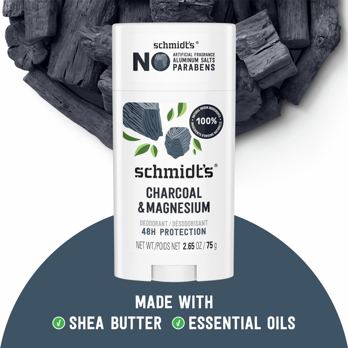 Schmidt's Aluminum-Free Vegan Deodorant Charcoal & Magnesium 2.65 oz 4 ct