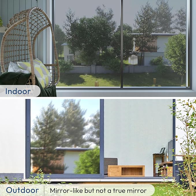 rabbitgoo Window Privacy Film One Way, 35.4" x 196.8", Silver