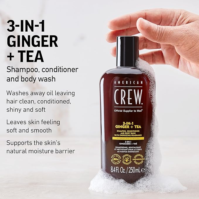 American Crew 3-in-1 Shampoo & Body Wash, Ginger & Tea, 15.2 fl oz