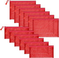 Sinzip 12 Pieces Zipper Nylon Mesh Pouch, Mesh Cosmetic Bags Makeup Bags Pencil Case, Multipurpose Travel Bags for Cosmetic School Office Supplies and Travel Accessories (Red, A5+B6)