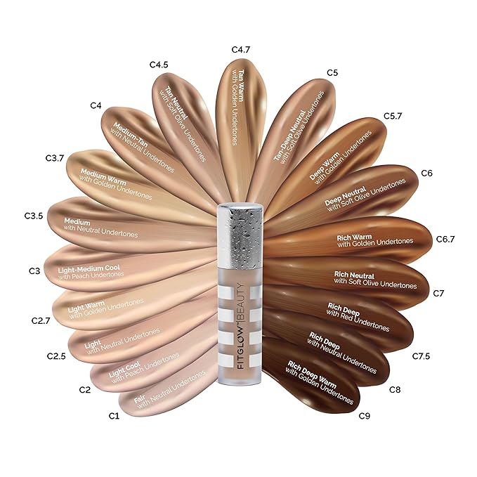 Fitglow Beauty Conceal+ | Vegan Full Coverage Concealer Skincare with Vitamin K + Green Tea | Corrects Dark Circles, Blemishes & Redness | Non-Creasing, Natural Finish | C3-6g