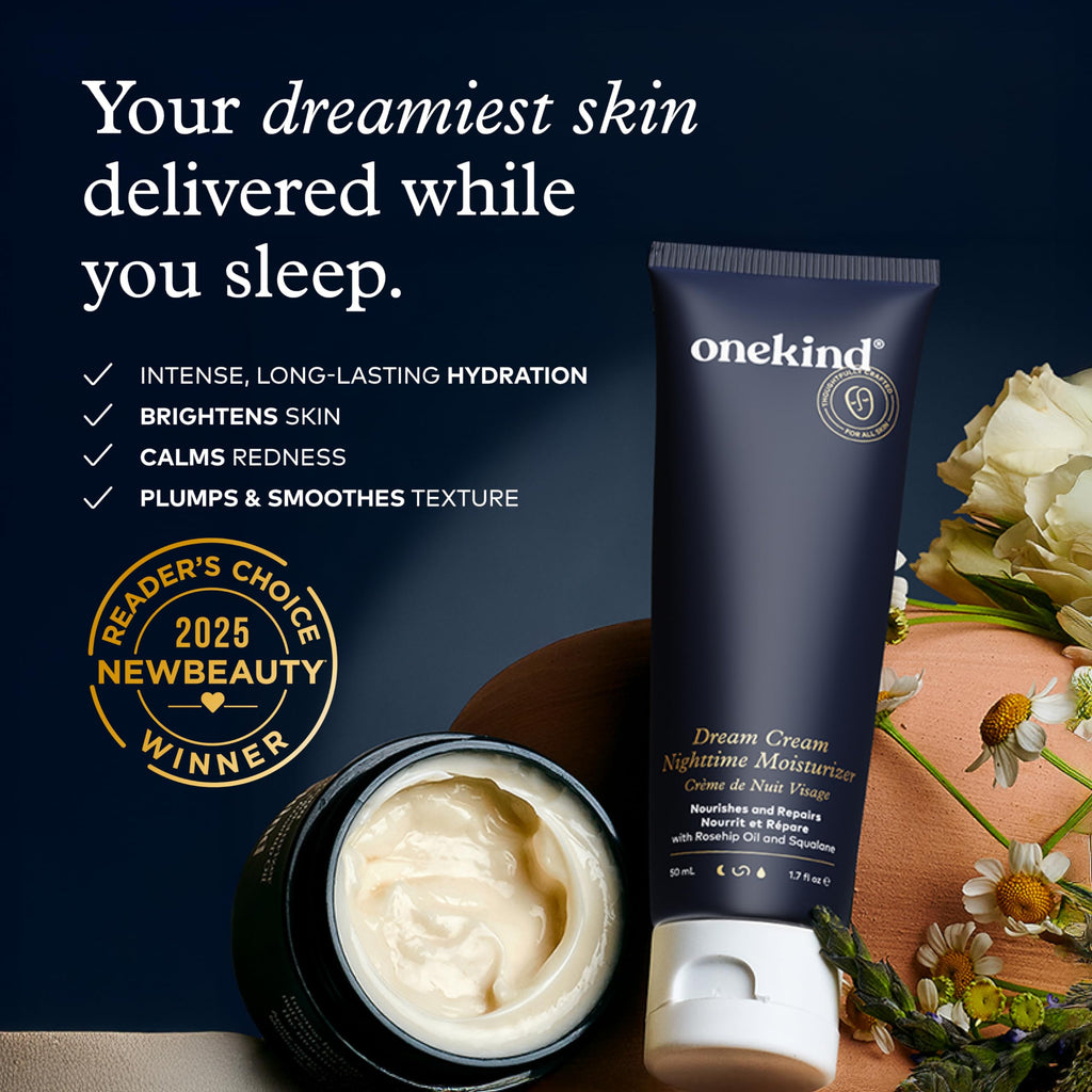 Onekind Night Moisturizer for Face, Hydrating Dream Cream for Wrinkles, Night Cream for Women Anti Aging with Squalane, Rosehip & Shea Butter for Dry & Sensitive Skin – 1.7 oz