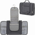 Hanging Travel Toiletry Bag for Men and Women with Metal Swivel Hook, Large Travel Makeup Organizer for Full Sized Cosmetics and Toiletries, Water-Resistant Bathroom Toiletry Bags, Grey