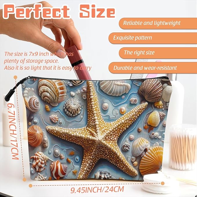 Scribesense Cosmetic Bags Travel Makeup Toilet Case Waterproof Pouch for Women Girls 6.7X9.45inches - The Enchanting Allure of Marine Treasures