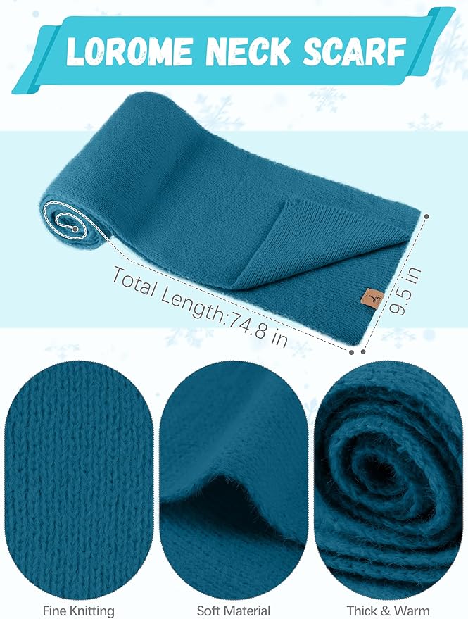 LOROME Winter Beanie Hat Gloves Scarf, Cashmere Hat Gloves Scarf Set Women