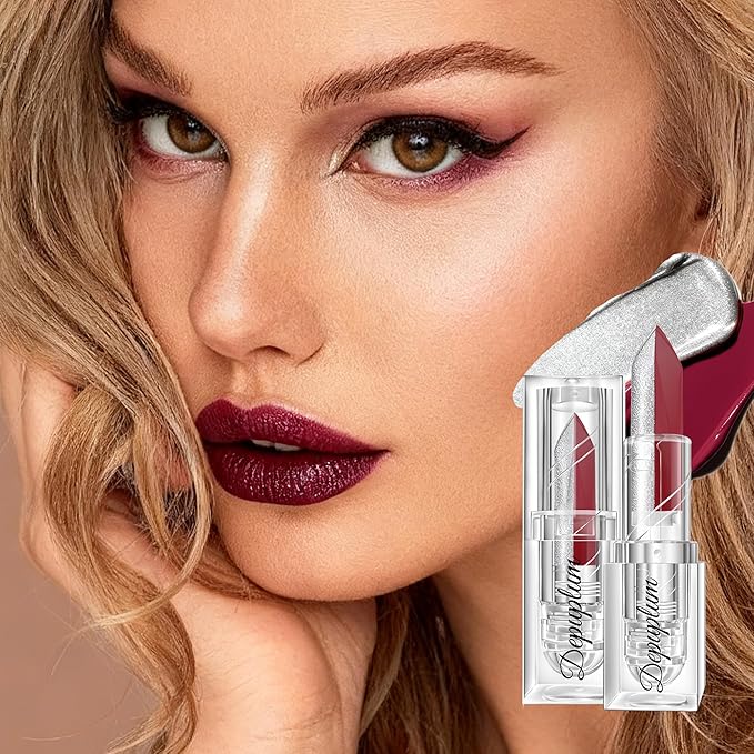 Depuplum Dark Red Matte Lipstick Silver Lipstick Ombre Lips Dual Tone