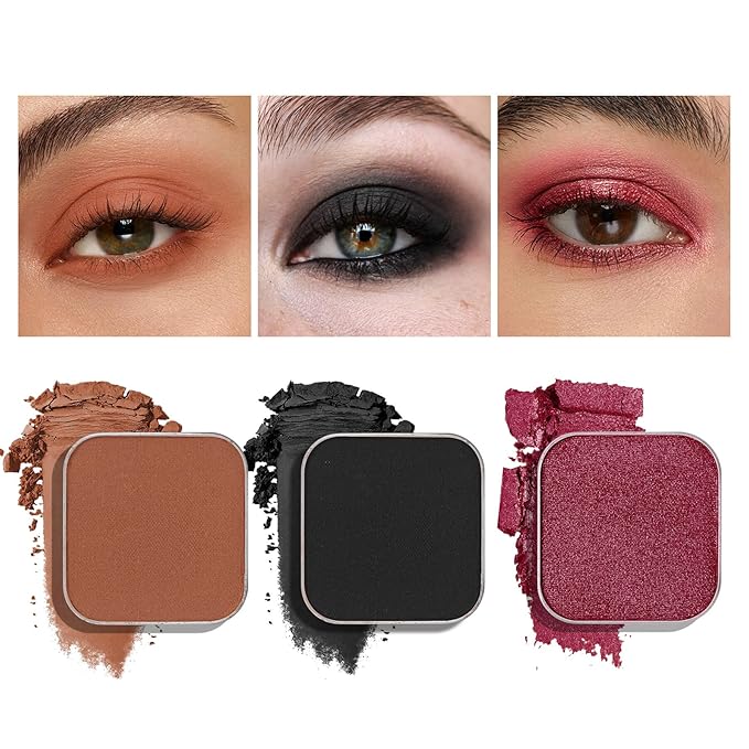 Fillwie Eyeshadow Trio, Matte & Shimmer, Single Pan for Magnetic Palettes