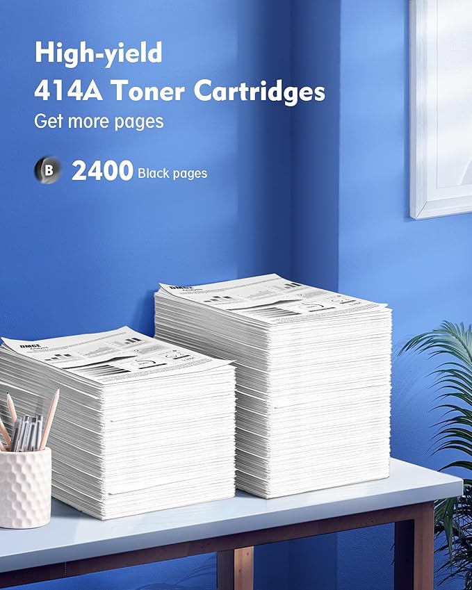 414A Black Toner Cartridge (with Chip) - Comaptible Replacement for HP 414A Black Toner Cartridge, Works with HP Color Laserjet Pro MFP M479fdw M454dw M454dn M455dn M479fdn Printer | W2020A (2 Pack)