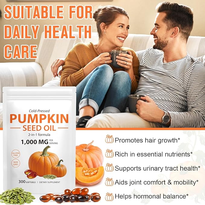 ITSDAWN Pumpkin Seed Oil Capsules 2 Pack, 1000mg Per Serving, Supports for Hair Growth, 600 Softgels