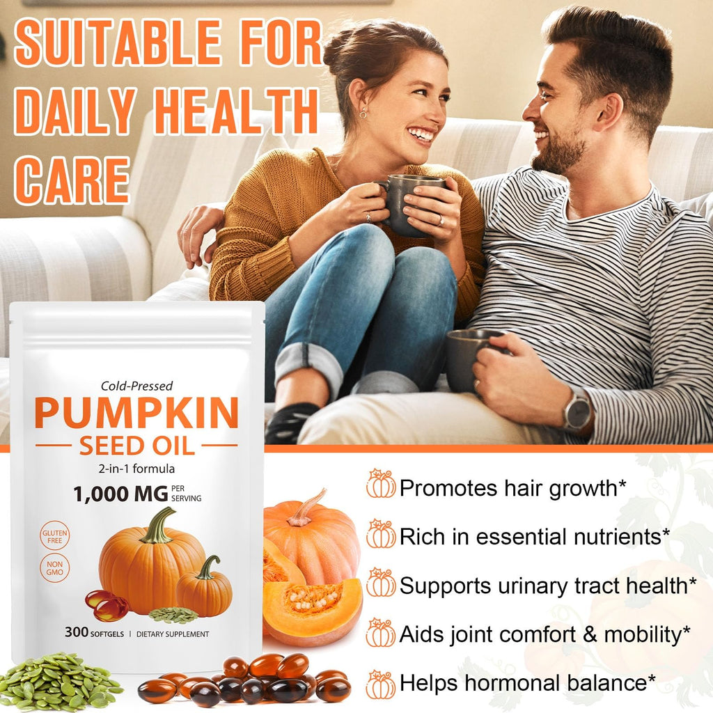ITSDAWN Pumpkin Seed Oil Capsules 2 Pack, 1000mg Per Serving, Supports for Hair Growth, 600 Softgels
