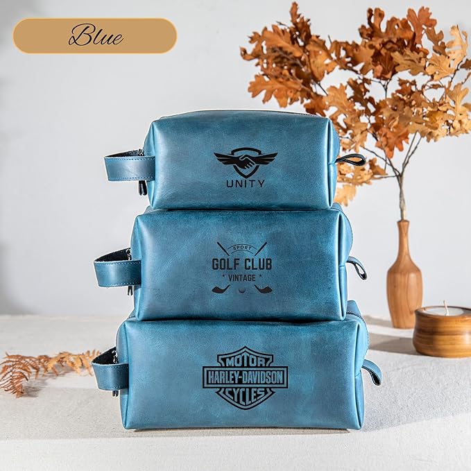 Personalized Handcrafted Leather Toiletry Bag for Men, Custom Shaving, Travel Dopp Kit, Grandpa, Dad, Husband, Father, Him, Boyfriend, Groomsmen, Birthday, Wedding, Graduation, Retirement Gifts