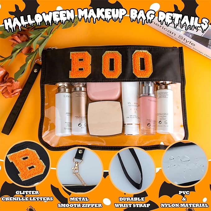 BuyCard 2 Pcs Halloween Gifts Bags with Boo Makeup Chenille Letter Bag