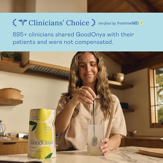 GoodOnya Organic Hydration Electrolyte Drink Mix, Certified Organic Hydration Powder, Non-GMO, Biochecked Glyphosate Free, Low Sugar, Lemonade Flavor, No Artificial Flavors, 20 Servings