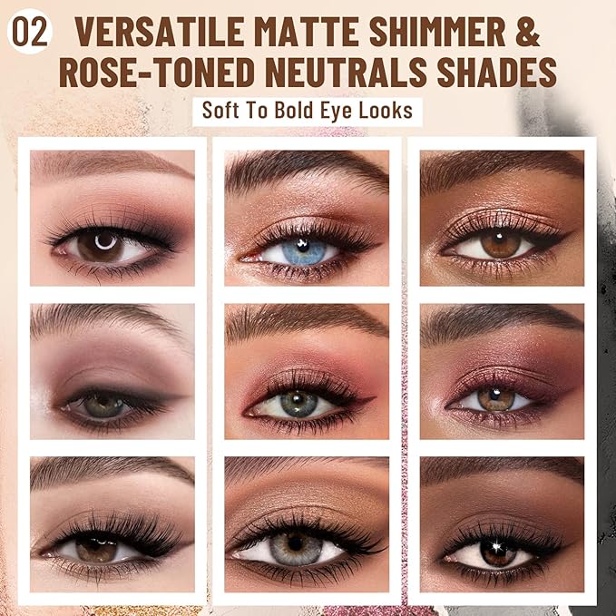SUSIKEKI 2PCS Neutral Nude Matte Shimmer Eyeshadow Palette - 6 Colors Mini Travel Size, Highly Pigmented Brown & Pink Eye shadow, Long Lasting Vegan Makeup Palette with Brush Set for Daily Use