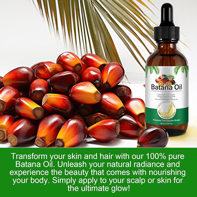 Akeeronn Batana Oil for Hair Growth,60ml 100% Pure Natural Cold Pressed Organic Oil,Promotes Hair Growth for Men & Women,Hydrating & Repairing Dry,Damaged Hair Skin Care,Enhances Hair & Skin Radiance