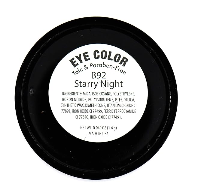 Pure Ziva Dark Starry Night Metallic Navy Blue Grey Gray Silver Shimmer Pressed Powder Single Vegan Eyeshadow; Talc, Paraben & Cruelty Free